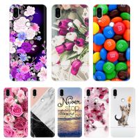 Soft TPU Case for Meizu Note 9 Cat Animal Flower Printed Protective Silicone Covers Phone Shells Bags Bumper for Meizu Note9