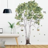 Big Tree Birch Wall Stickers Home Decor Nordic Green Leaves Wall Decals Living Room Bedroom Wall Decor Vinyl Plants Birds Mural Wall Stickers  Decals