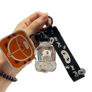 Cartoon Floating Tiger Keychain Liquid Quicksand Keyring Charm Bag