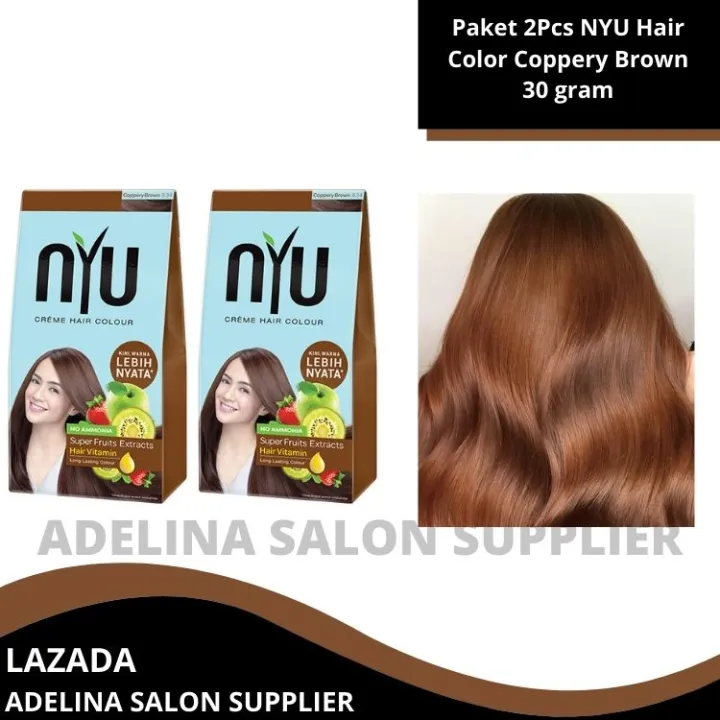 Paket 2pcs Nyu Hair Color Coppery Brown 30 Gram Box Pewarna Rambut Warna Rambut Pewarna Rambut