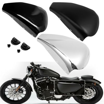 ♛ั่ววัสดุเงารถจักรยานยนต์สีดำโครเมี่ยมฝาครอบด้านซ้ายของแบตเตอรี่สำหรับ Harley เหล็กกีฬา XL1200 XL883 2009-2013 2014-2022
