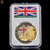 WWII Sword Beach D-Day UK 50th Northumbrian Infantry Gold Euro Military Challenge Coin collect value iblesW/PCCB Holder