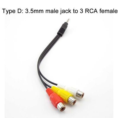 สายเคเบิล RCA อเนกประสงค์3.5สายเสียบมม. สเตอริโอสายออดิโอ2RCA ซ็อกเก็ตตัวเมียไปยังหูฟังตัวผู้3.5 AUX Y อะแดปเตอร์สายออดิโอสายเคเบิล S