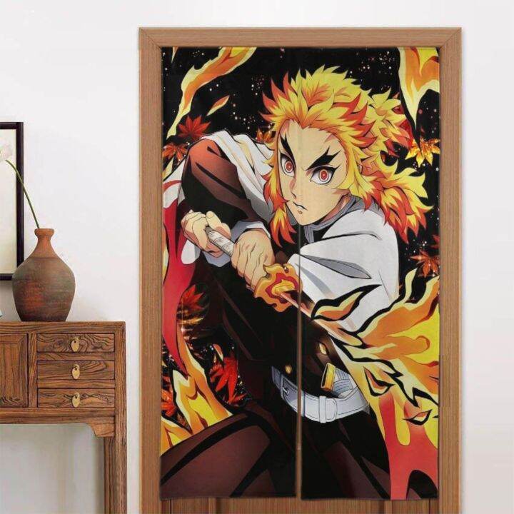 ปรับแต่งได้-34x56in-แผงม่านประตูลาย-demon-slayer-rengoku-kyoujuriu-ม่านประตูความร้อนเป็นลมฉนวนความปลอดภัยของประตูสำหรับหน้าต่าง-ห้องนั่งเล่น-ประตู