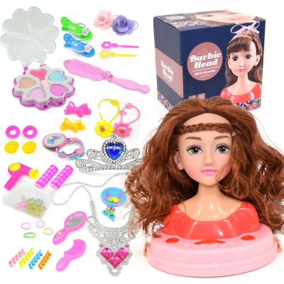 Kids Fashion Toy Children Makeup Pretend Playset Styling Head Doll Hairstyle Beauty Game with Hair Dryer Birthday Gift For Girls
