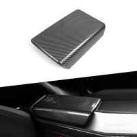 สำหรับ Tesla รุ่น3รุ่น Y คาร์บอนไฟเบอร์ ABS Center Storage Armrest Cover Trim Protector อุปกรณ์เสริมภายใน