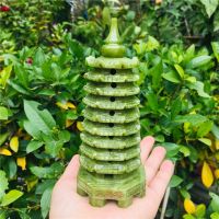 14cm Natural stone jade pagoda point carved stone wenchang tower energy and chakra crystal healing crystals