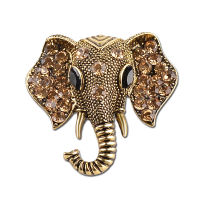 Trendy High Quality Gothic Rhinestone Elephant Brooch Unisex Enamel Crystal Animal Lapel Shawl Badge Pin Jewelry Decoration Gift