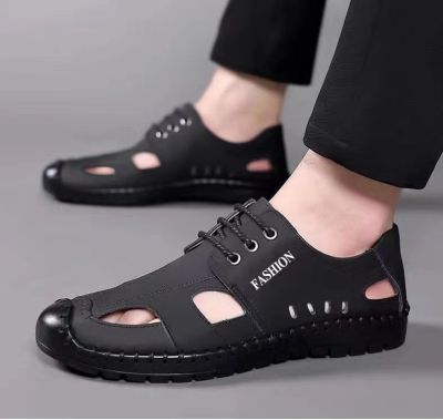 New style การค้าต่างประเทศ 2023 รองเท้าแตะผู้ชายสไตล์ใหม่ฤดูร้อนระบายอากาศกลวงรองเท้าลำลองหนังทุกชุดรองเท้าระงับกลิ่นกายผู้ชาย