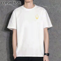 EERSHENSHI เสื้อยืดแขนสั้นผู้ชาย เสื้อยืดคอกลม เสื้อยืดพิมพ์ลายเกาหลีเนื้อบาง