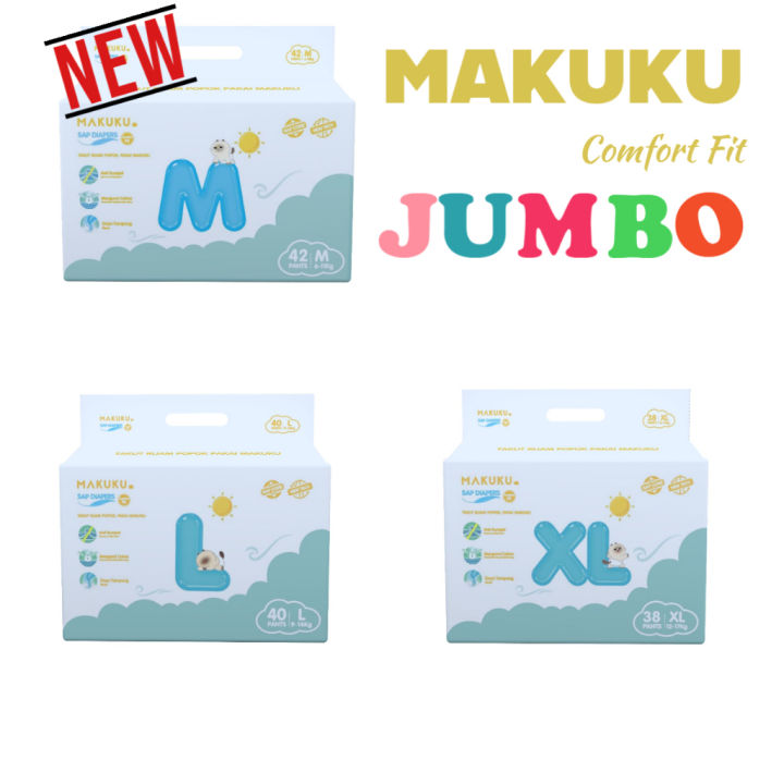 MAKUKU Comfort FIT JUMBO Pack M42 L40 XL38 Diaper Pants | Lazada Indonesia