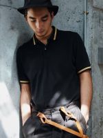 【Ready】? retro mens mesh pique casl simple bess sol lapel s polo polo short-sed