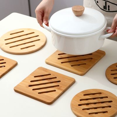 【YF】 Bamboo Trivet Mat Set Kitchen Wood Hot Pads Heat Resistant for Dishes/Pot/Bowl/Teapot/Hot Pot Holders Anti-Hot