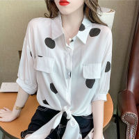 Polka Dot Shirt Women Plus Size Casual Loose Blouse Summer Short Sleeve Fashion Tops