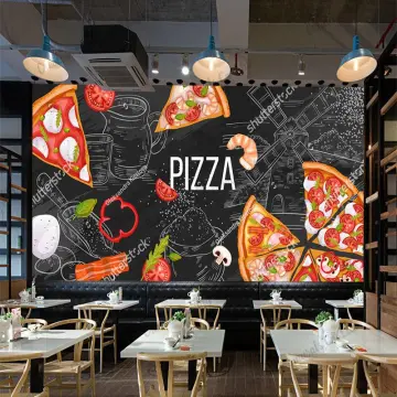 Custom 3D Mural Wallpaper Wall Painting Personalized Pizza Shop Blackboard  Photo Wall Paper Cafe Restaurant Backdrop Wall Decor