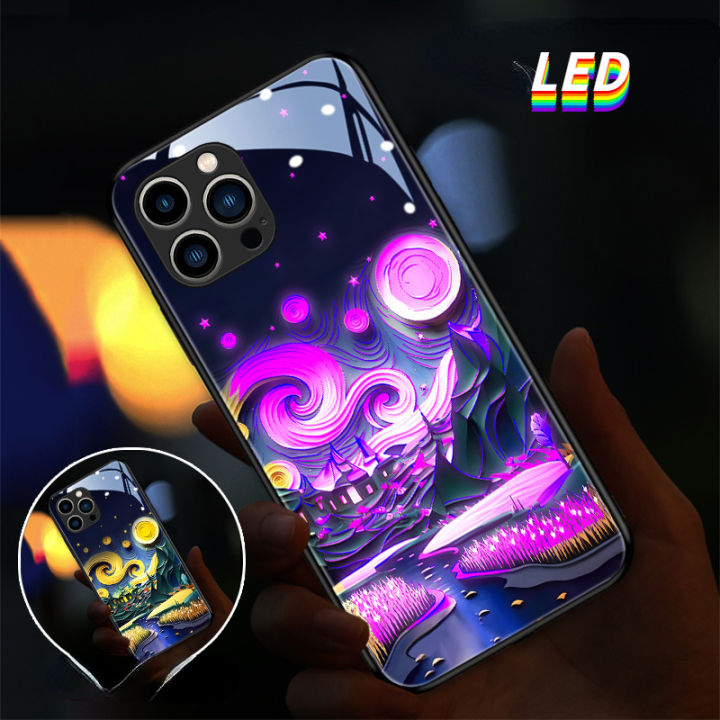 เคสโทรศัพท์ไฟสีสันสดใสไฟ-led-สำหรับเคสโทรศัพท์ซัมซุงเคสโทรศัพท์-s23-s23ultra-s23plus-s21plus-s22plus-s22ultra-s20fe-บวก-a72-a12-a71-a52-a51-a32-a21s-note10-10plus-note20ultra-a53ท้องฟ้าที่เต็มไปด้วยดว