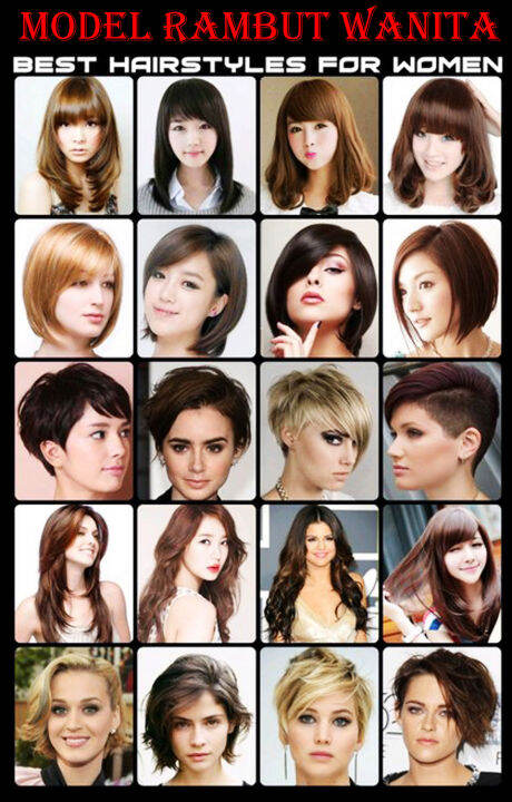 POSTER SALON BARBERSHOP WANITA / GAMBAR MODEL POTONG RAMBUT CEWEK