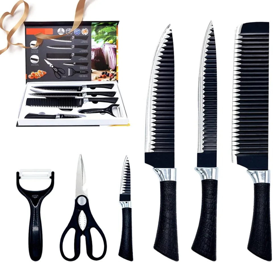 6 Piece Black Knife Set with peeler – Diva Gift