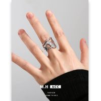 [COD] Metal hollow alloy ring streamline cutting niche all-match new autumn and winter best-selling index finger female