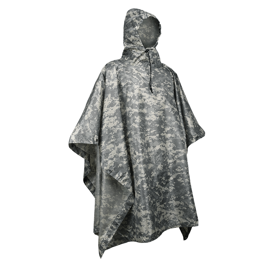 Rain Poncho LOOGU Multifunction Military Woodland Waterproof for Adults 