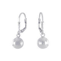 Silver thai Silver ball earrings 8mm leverback open ring  ต่างหูเงินแท้ห่วงเปิดหลัง 8mm.เป็นไข่มุกห้อย