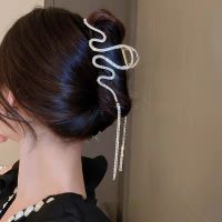 Exquisite Rhinestones Geometric Tassel Hair Claws For Women Temperament Crystal Clamp Hairpins Barrette Hair Clip Accessories