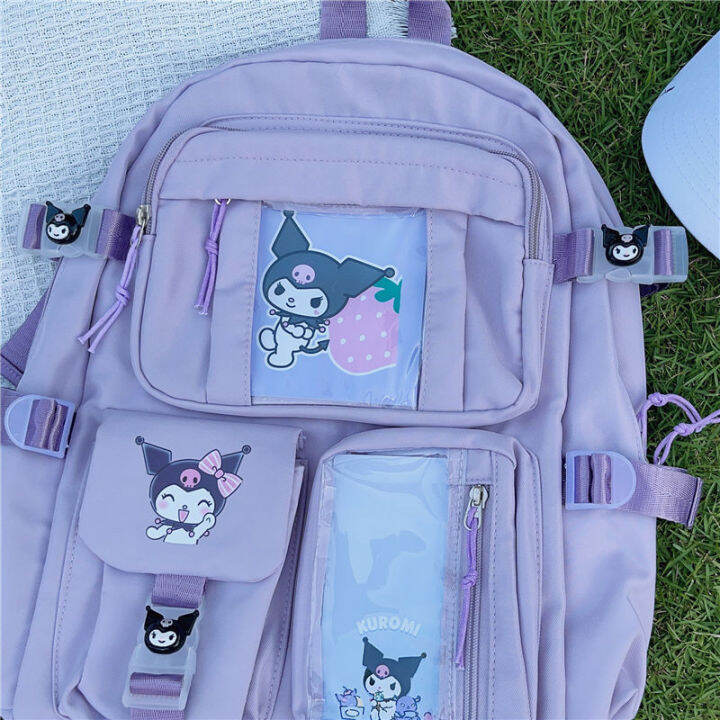 sanrio-kuromi-backpack-for-women-men-student-large-capacity-printing-fashion-personality-multipurpose-female-bags