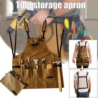 Zezzo® Woodworking Apron Durable Goods Heavy Duty Waxed Unisex Canvas Work Apron Waterproof Apron for Tools Storage Aprons