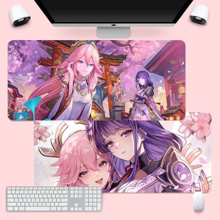 ready-stock-yae-miko-genshin-impact-mousepad-large-anime-gaming-computer-laptop-large-colorful-mousepad-game-mice-mat-mousepad-smooth-surface-non-slip-rubber-base-and-anti-fraying-stitched-edges