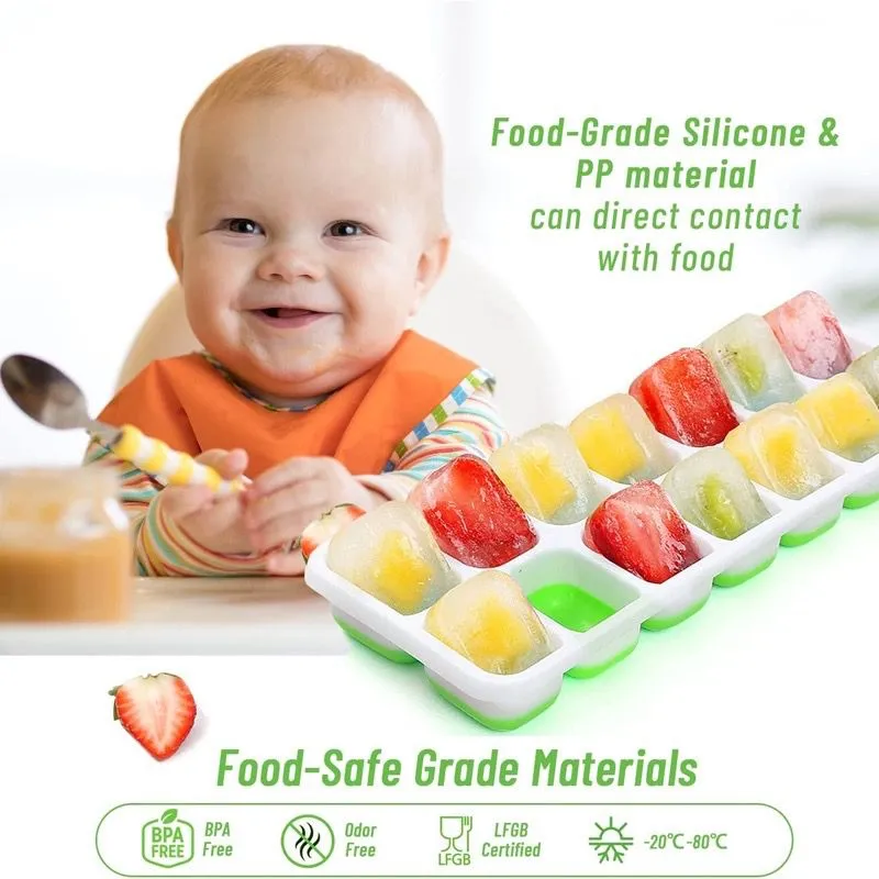 14 Holes Silicone Ice Tray Ice Cube Maker Baby Food Puree Mold