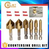 6PCS ใหม่ล่าสุด 5 ขลุ่ย Countersink เจาะชุดบิตเหล็กความเร็วสูง 90 องศา 1/4－เคาน์เตอร์อ่างล้างจาน Chamfer Cutter DIY เครื่องมือไฟฟ้า # 10