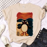 Pingu เสื้อยืดผู้หญิง,เสื้อยืดแบบสตรีทฮาราจูกุ Y2K อนิเมะ Y2k