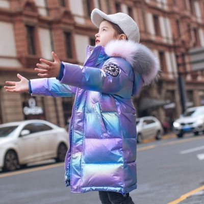 2023 Winter Down Jacket For Girls Coat Waterproof Shiny Hooded Children Outerwear Clothing 5-14 Year Teenage Kids Parka Snowsuit