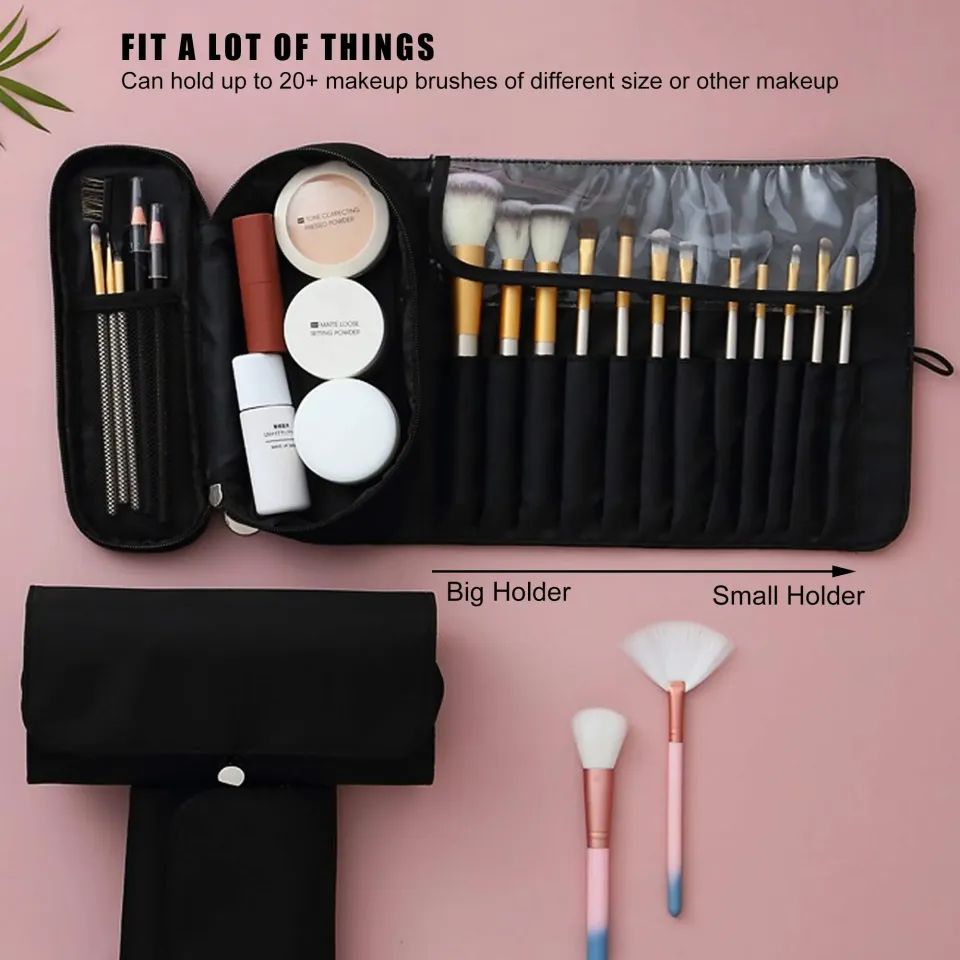 Portable Makeup Brush Organizer Makeup Brush Bag for Travel Can Hold 20+ Brushes  Cosmetic Bag Makeup Brush Roll Up Case Pouch Holder for WomanC 