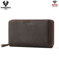 【CW】☞△  Wallet for Men Leather Purse Card Holder Multifunctional Handle Clutch