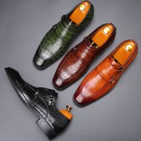 2023 Classic Crocodile Pattern Business Flat Shoes High Quality Men Designer Formal Dress Leather Shoes Men Loafers Party Shoes