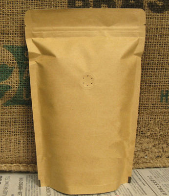 New 50pcs 15x23+4cm 280micron Kraft Paper Zipper Bag Coffee Beans Valve Packaging Bag Storage Bags