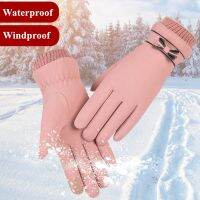 แฟชั่นฤดูหนาวผู้หญิงถุงมือ windproof ภายในตุ๊กตาอบอุ่นเลดี้ถุงมือหน้าจอสัมผัสผิวง่ายนุ่มหนัง PU feemale ถุงมือ