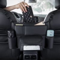 Car Storage Pocket Between Seats with Cup Holder Car Tissue Holder Multipurpose Car Pocket Hand Bag Organizer ,Black