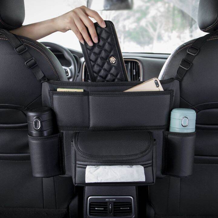 car-storage-pocket-between-seats-with-cup-holder-car-tissue-holder-multipurpose-car-pocket-hand-bag-organizer-black