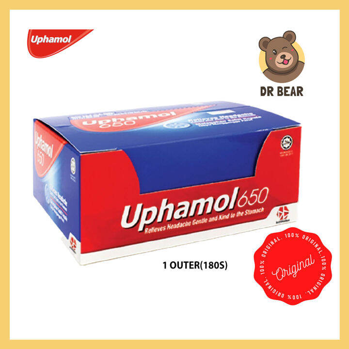 Uphamol 650 180/box (paracetamol 650mg relieves headache) Lazada