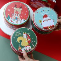 New Christmas Gifts Box Round Metal Cookies Candy Packing Box Tins Storage Box Christams Party Decoration Gift for Children Storage Boxes