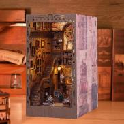 yhrtfghbb DIY Book Nook Kit 3D Wooden Puzzle Bookshelf Insert Decor with