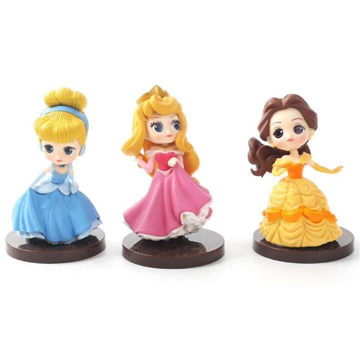 8-pcs-disneys-princessesตุ๊กตาขยับแขนขาได้อะนิเมะตุ๊กตาของเล่นตุ๊กตาสำหรับสาวminiโมเดลแกะสลักเค้กตกแต่งการ์ตูนของขวัญวันเกิดสำหรับเด็ก