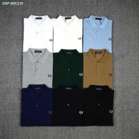 ฟอกฟันขาว☃Fred Perry สีทึบคลาสสิกหูข้าวสาลีแบบเรียบง่ายคอปกโลโก้ปักแขนสั้นสำหรับฤดูร้อน Gratis Ongkir เสื้อโปโล