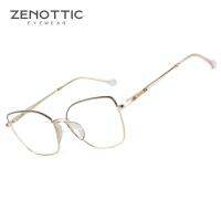 ZENOTTIC แว่นตาสำหรับผู้หญิงกรอบแก้วตาแมวแฟชั่น2023กรอบแว่นตาผีเสื้อโลหะน้ำหนักเบามากสีชมพู