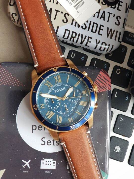 Branded Fossil FS5268 Grant Sport Stainless Steel 44mm and Leather