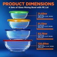 ETXPremium 4 Sets Stackable Mixing Bowl Meal-prep Container with Locking Lid - Best for Storage  Food Prep  Baking.