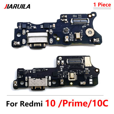 10ชิ้น USB Baru Mengecas Lembaga Pelabuhan Flex Kabel Penyambung Bahagian untuk Xiaomi Redmi 10C Redmi 10 Modul Mikrofon Perdana