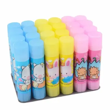 Cartoon Solid Glue Stick Strong Adhesives for Student Stationery DIY Craft  High Viscosity School Supplies White Eraser Pencil Top